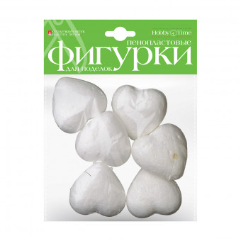 Пенопластовые фигурки 50мм "Сердечки", 6шт, BV/2-204/02