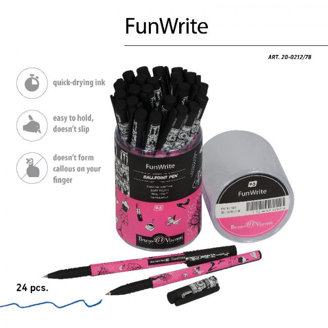 Ручка шариковая 0,5мм синяя "FunWrite. Романтическое путешествие. Париж", BV/20-0212/78 (24)