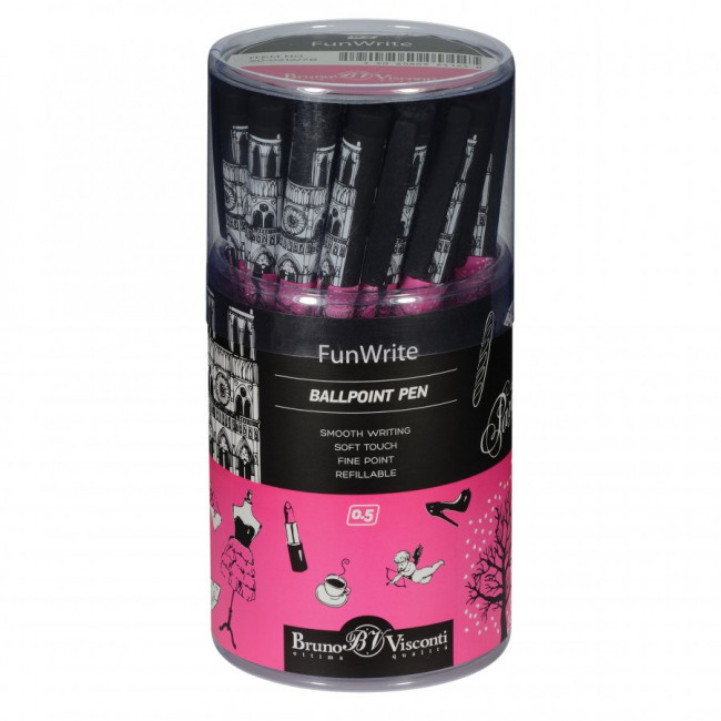 Ручка шариковая 0,5мм синяя "FunWrite. Романтическое путешествие. Париж", BV/20-0212/78 (24)