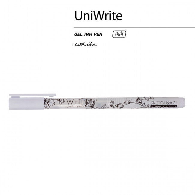 Ручка гелевая 0,8мм белая "Sketch&Art. UniWrite.White", для скетчинга, BV/20-0312/03 (24) Ручка гелевая 0,8мм белая "Sketch&Art. UniWrite.White", для скетчинга, BV/20-0312/03 (24)