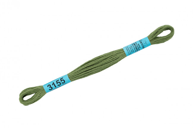 Нитки для вышивания "Gamma"    мулине  ( 3071-3172 )  100% хлопок     8 м №3155 бл.хаки