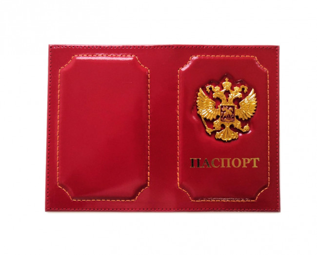 Обложка на паспорт WENZER OFFiCE из натуральной кожи "спилок", металл. Герб, красный