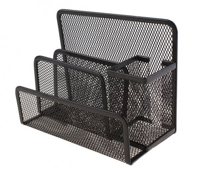 Подставка для канц.пренадлежностей, 4 отд., металлическая, черная WENZER OFFiCE /901-1