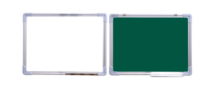 Доска магнитно-маркерная/магнитно-меловая 60х90 см, двусторонняя, алюминиевая рамка, полочка B60*90