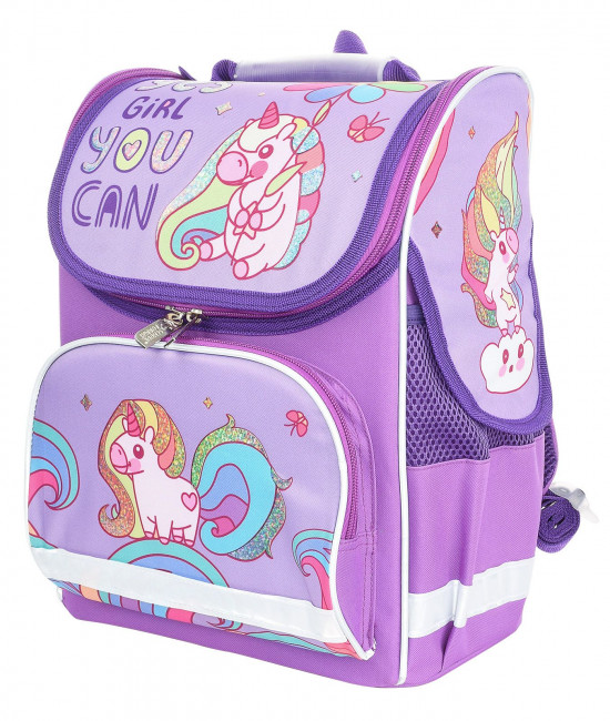 Рюкзак Schoolformat BASIC FAIRYTALE UNICORN 17 л сирен. 38х28х16 см жестк. каркас 1 отд. молния д/девочек
