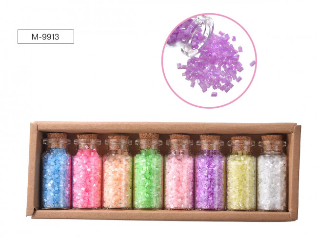 Набор бисера № 3, 8 цветов x 13 г, стеклянная колба / картонная коробка Набор бисера № 3, 8 цветов x 13 г, стеклянная колба / картонная коробка