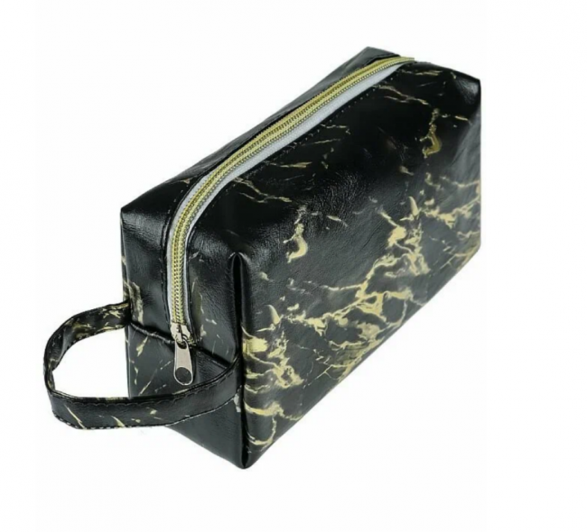 Пенал 190х95мм на молнии "Мрамор черное золото", Profit/ПН-2719