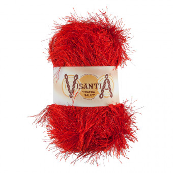 Пряжа VISANTIA "TRAFKA SALUT"   80% полиэстер, 20% люрекс   . х  200 г  90 м ± 4 м №0113 красный "TRAFKA SALUT"