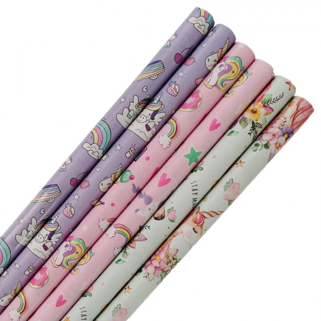 Бумага подарочная 70*100см "Единорожки", набор 2шт, MAYLOTT/4541