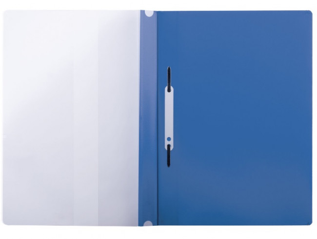 Скоросшиватель А4 140/180мкм пластиковый с перфорацией, синий, BRAUBERG/226583 (10)