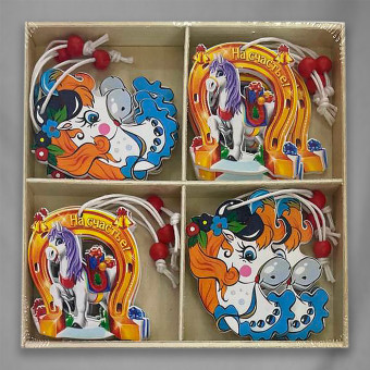 НАБОР ПОДВЕСОК, DARLENS «СИМВОЛ ГОДА, ЛОШАДЬ», 12 ШТ, 5,5 СМ, ДЕРЕВО, СИМВОЛ ГОДА, DL-DRL08381