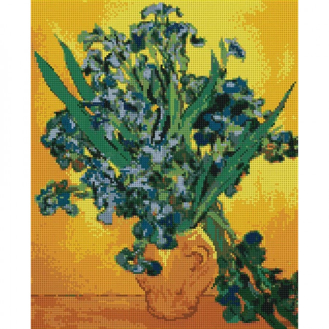 Алмазная мозаика 40*50 на подрамнике "Ирисы. Ван Гог", полная выкладка, ALM030