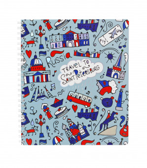 Тетрадь 170х203мм 80л клетка "Travel to Peterburg,", на гребне, Полином/3428 (20)