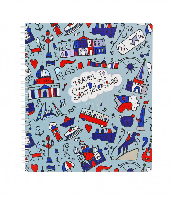 Тетрадь 170х203мм 80л клетка "Travel to Peterburg,", на гребне, Полином/3428 (20) Тетрадь 170х203мм 80л клетка "Travel to Peterburg,", на гребне, Полином/3428 (20)