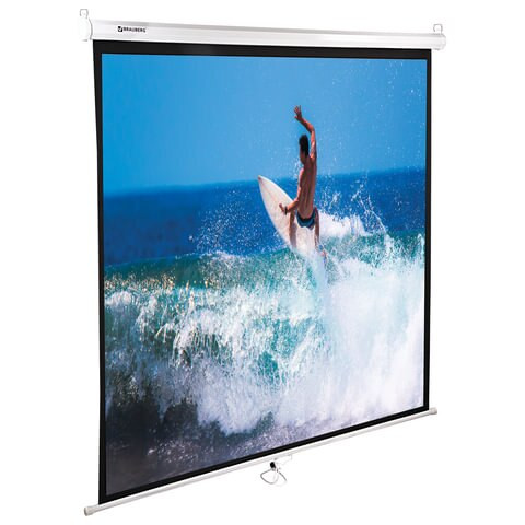 Экран проекционный настенный (150х150 см), матовый, 1:1, BRAUBERG "WALL"