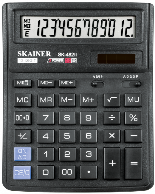 Калькулятор настольный 12-разрядный, большой,черный, размер:143 x 192 x 39.5 мм (Skainer) (10)