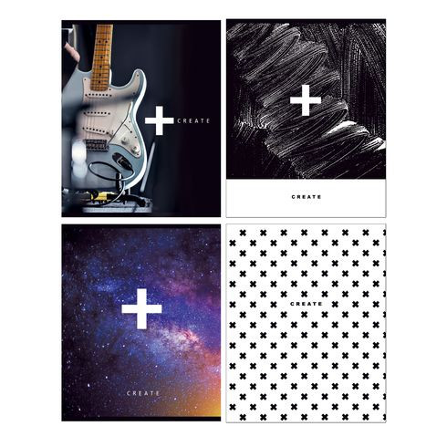 Тетрадь общая А5 скоба 48л. клетка "+ Create" (ассорти) BG (4/56)