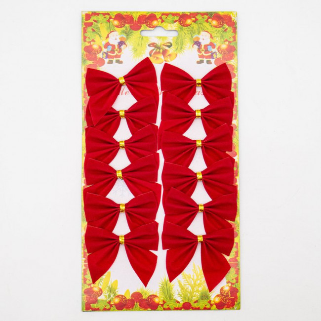 Бантики красные-ёлочное украшение 5,5см, 12 шт, Микрос/ ч47283 Бантики красные-ёлочное украшение 5,5см, 12 шт, Микрос/ ч47283