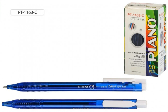 Авторучка шариковая 0,5мм синяя, чернила на масляной основе, PIANO/PT-1163C/синяя (50) Авторучка шариковая 0,5мм синяя, чернила на масляной основе, PIANO/PT-1163C/синяя (50)