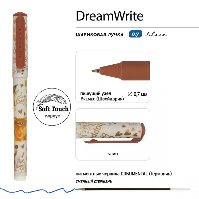 Ручка шариковая 0,7мм синяя "DreamWrite. Сказочный день", три вида ассорти, BV/20-0264/16 (24) Ручка шариковая 0,7мм синяя "DreamWrite. Сказочный день", три вида ассорти, BV/20-0264/16 (24)