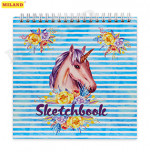 Скетчбук "Единорог" (100г, 165*165, гл лам, 7бц, 40л, гребень сверху) С40-4492