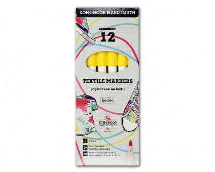 Маркер 2мм круглый, для ткани, жёлтый, Koh-I-Noor/7732030101KS (12)