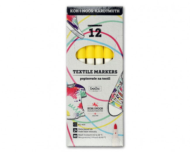 Маркер 2мм круглый, для ткани, жёлтый, Koh-I-Noor/7732030101KS (12)