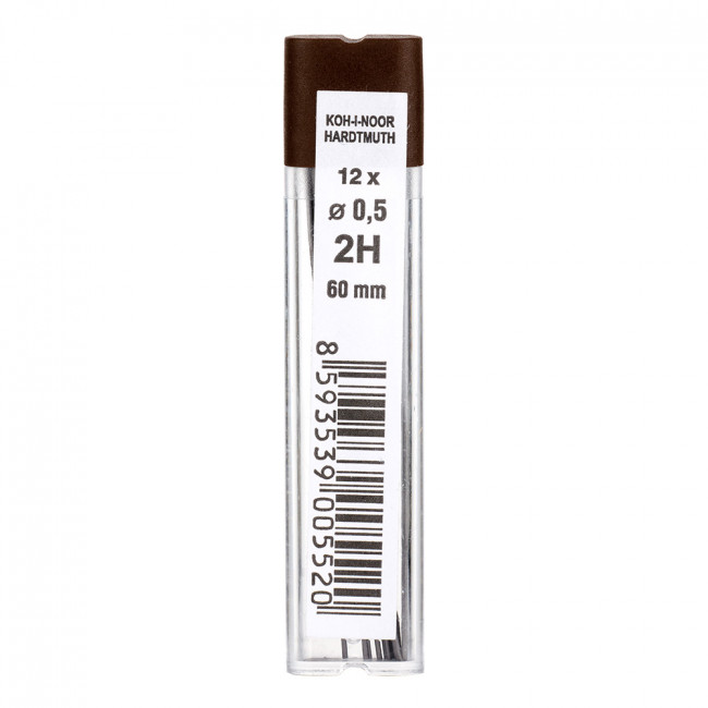 Грифель 2H, 0,5 мм для механических карандашей, 12шт. Koh-I-Noor/415202H005PKRU 2H