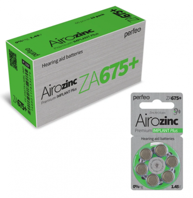 Батарейка ZA675+/6BL Airozinc Premium IMPLANT Plus Perfeo (6) Батарейка ZA675+/6BL Airozinc Premium IMPLANT Plus Perfeo (6)