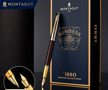 Ручка в футляре  TJ-2 Montagut 0.5мм перьевая, Серебро/коричневая, металлический корпус, поршневая, в к/кор M307 (1/10)