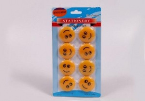 Набор магнитов d-3см "Смайлы" 8шт, желтые, Asmar  (12)