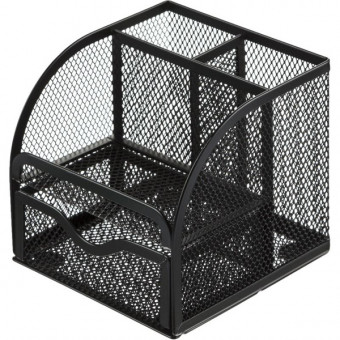 Подставка для канц.пренадлежностей, 4 отд., металлическая, черная WENZER OFFiCE /9061