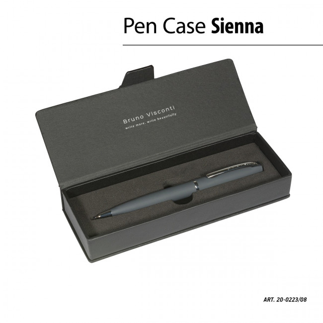 Ручка автоматическая 1,0мм синяя «Sienna», в футляре, серый корпус, BV/20-0223/08