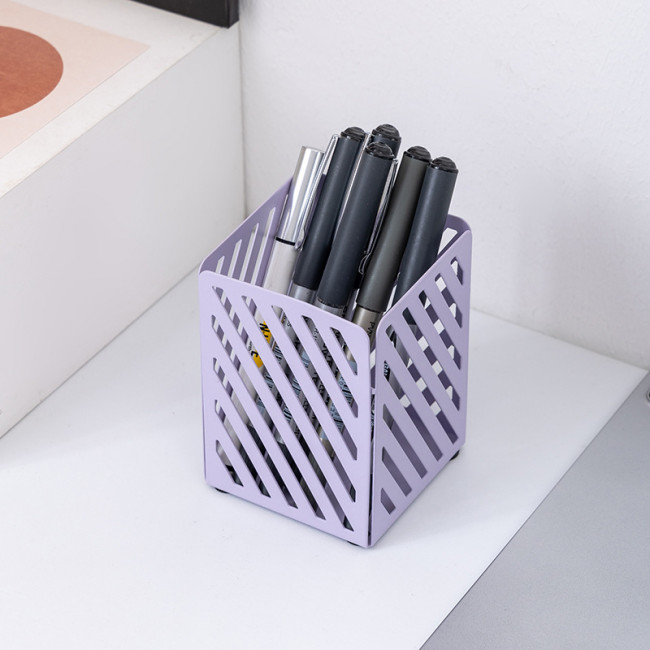 Стакан металлический для канцелярских принадлежностей 8х10см, пастельные цвета, ассорти, квадратный / MQ2501Square