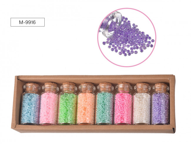 Набор бисера № 4, 8 цветов x 15,5 г, стеклянная колба / картонная коробка Набор бисера № 4, 8 цветов x 15,5 г, стеклянная колба / картонная коробка