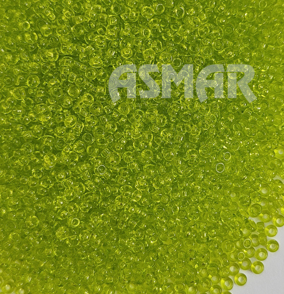 Бисер "ASMAR" размер №12, вес: 50 г, цвет - салатовый прозрачный