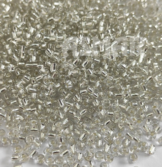 Бисер "ASMAR" размер №8, вес: 450 г, прозрачный кристалл, внутреннее серебрение