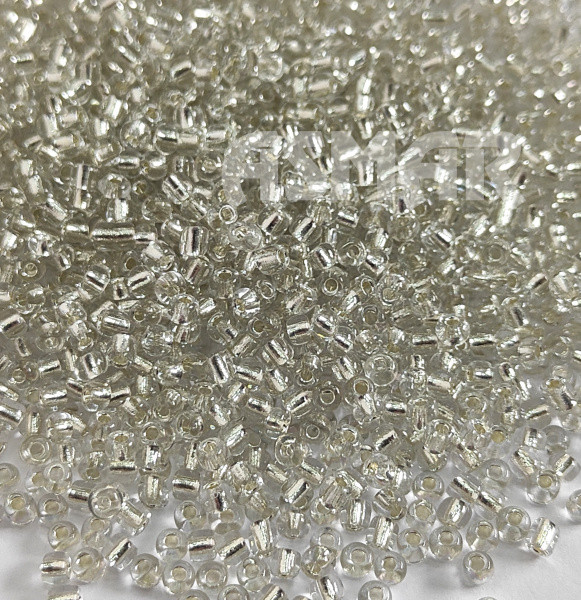 Бисер "ASMAR" размер №8, вес: 450 г, прозрачный кристалл, внутреннее серебрение