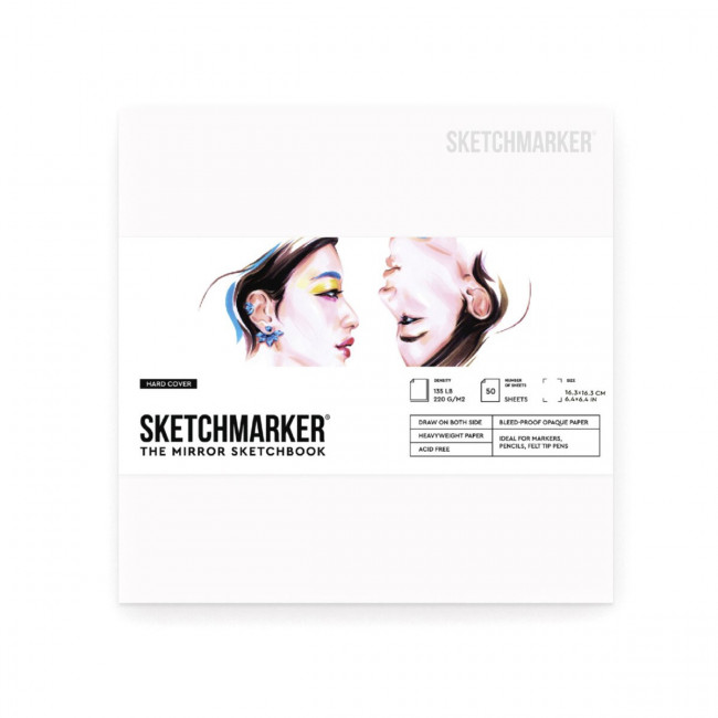 Скетчбук 163х163мм, 220г/м.кв 50л "The mirror", твердая обложка белая, SKETCHMARKER/MRSQH/WHITE Скетчбук 163х163мм, 220г/м.кв 50л "The mirror", твердая обложка белая, SKETCHMARKER/MRSQH/WHITE