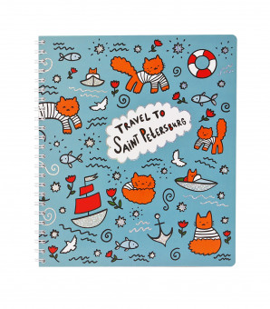 Тетрадь 170х203мм 80л клетка "Питерские коты,", на гребне, Полином/3430 (20)