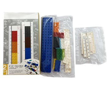 Линейка 15-30 см. пластиковая QH-5 "Конструктор" 28 разноцветных деталей, в к/кор №007 (1/150)