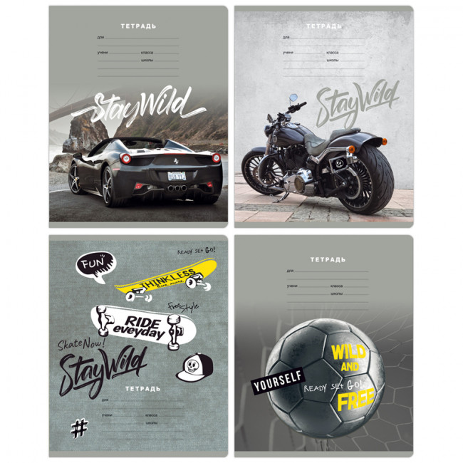 Тетрадь 12 клетка "Stay wild" скрепка, BG/Т5ск12_вл 11685 (16/160)