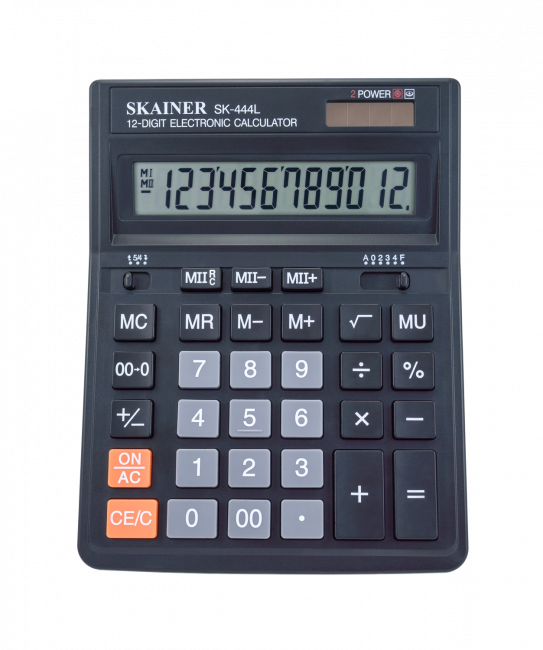 Калькулятор настольный 12-разрядный. большой,черный, размер: 157 x 200 x 32мм. SKAINER/SDC-444s (10/40)