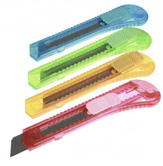 Нож канцелярский 18мм, пластиковый корпус, на блистере, MiC/87-12PC (12)