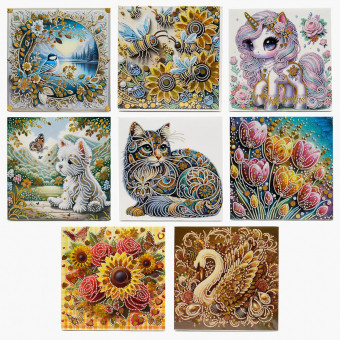 Алмазная мозаика 20*20см МИКС на подрамнике,тисн.фольгой арт.1078