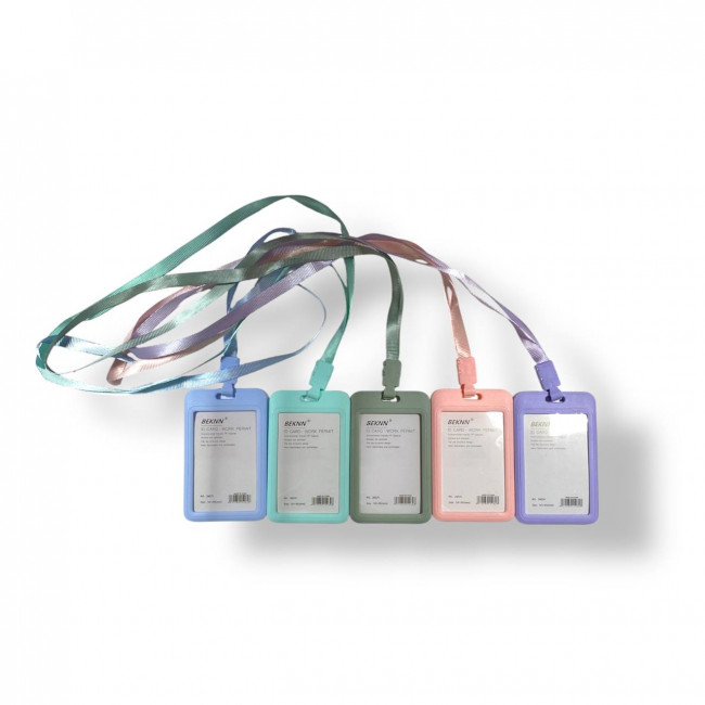 Бейдж вертикальный WENZER OFFiCE пластиковый со шнурком,  пастельные цвета (12)