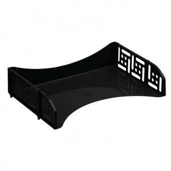 Лоток для бумаг горизонтальный "Field", широкая загрузка, черный, СТАММ (4)