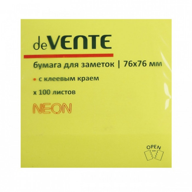 Клейкая бумага для заметок 51x76 мм 100 л, офсет 75 г/м², неоновая зеленая, deVENTE/2010300 (12) Клейкая бумага для заметок 51x76 мм 100 л, офсет 75 г/м², неоновая зеленая, deVENTE/2010300 (12)