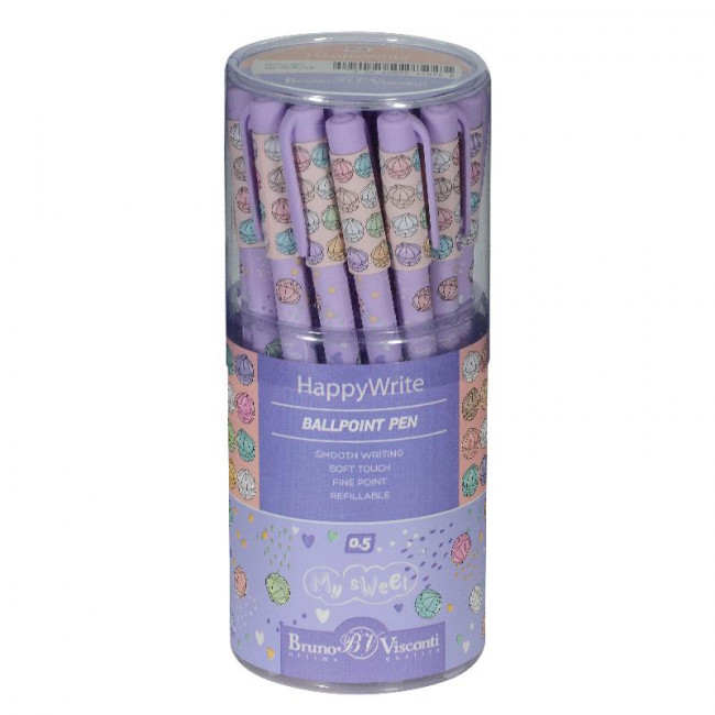 Ручка шариковая 0,5мм синяя "HappyWrite. My Sweet. Зефирки", BV/20-0215/28 (24)