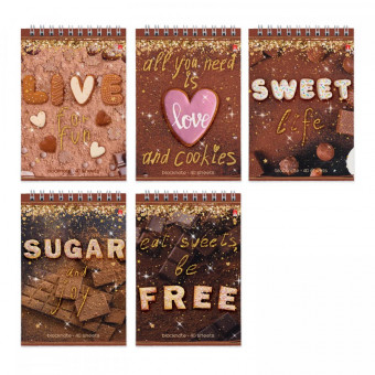 Блокнот А6 40л клетка "Sweet Life", 5 видов ассорти, BV/3-40-724 (50)